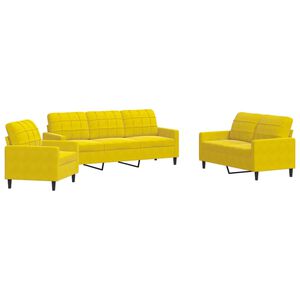 vidaXL Ensemble de canap&eacute;s 3 pcs avec coussins Jaune Velours