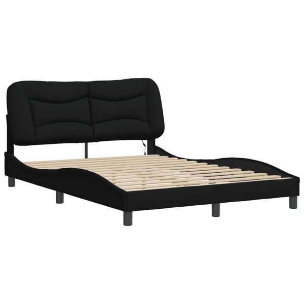 vidaXL Cadre de lit avec LED sans matelas Hvar noir 140x190 cm tissu