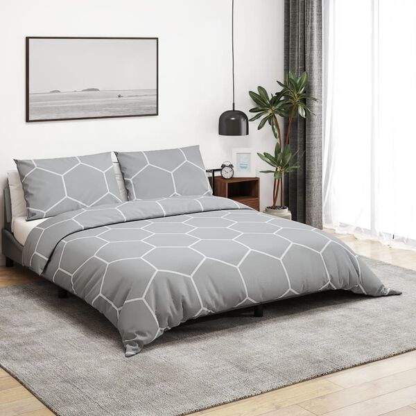 vidaXL Ensemble de housse de couette Gris 155x220 cm Coton
