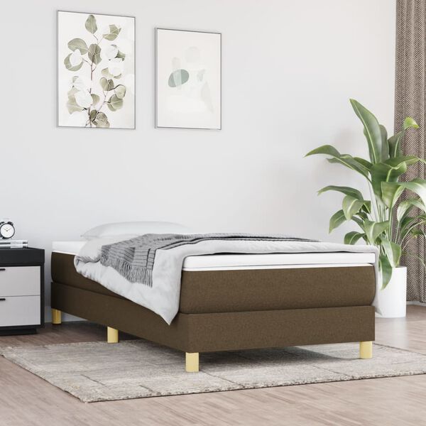 vidaXL Sommier &agrave; lattes de lit avec matelas Marron fonc&eacute; 90x190 cm
