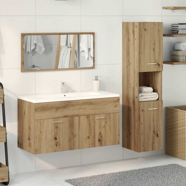 vidaXL Ensemble de meubles salle de bain 3 pcs bois d'ing&eacute;nierie