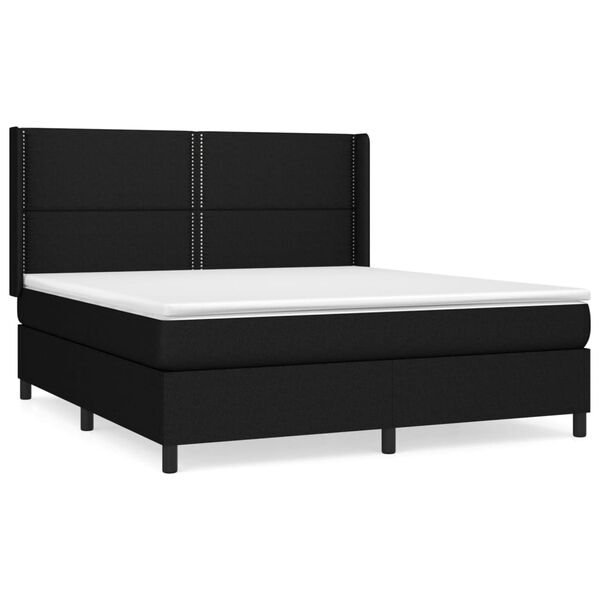 vidaXL Sommier &agrave; lattes de lit avec matelas Noir 160x200 cm Tissu