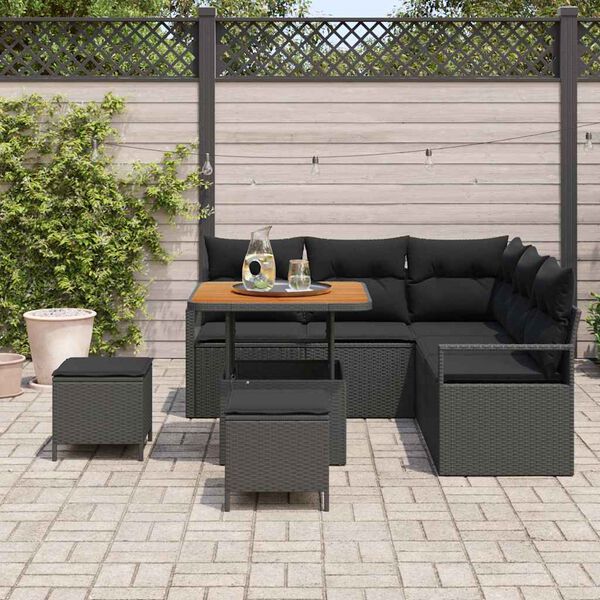 vidaXL Ensemble de canap&eacute; de jardin avec coussin 8 pcs Noir