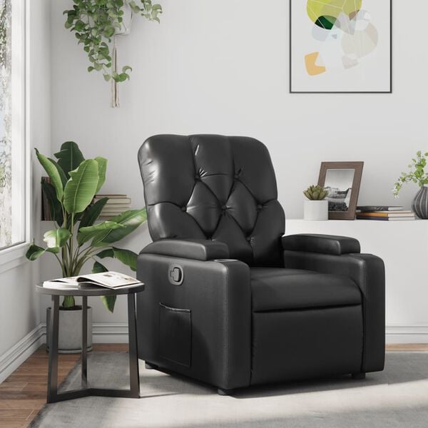 vidaXL Fauteuil inclinable Noir Similicuir