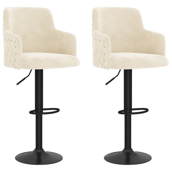 vidaXL Tabourets de bar lot de 2 cr&egrave;me velours