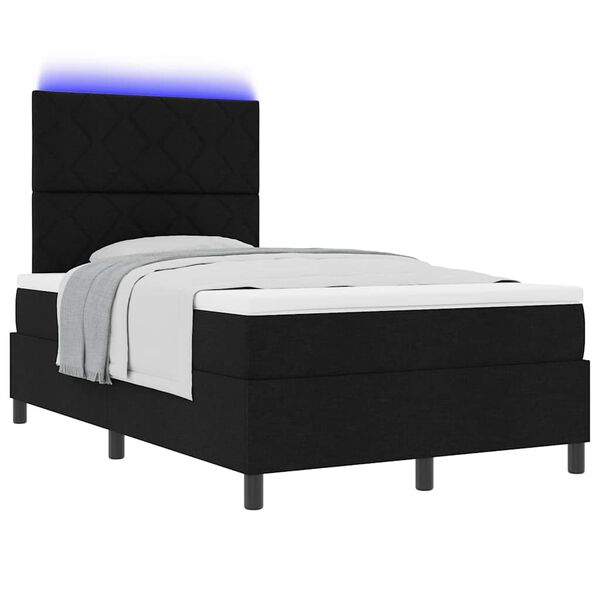 vidaXL Lit &agrave; ressorts avec matelas avec LED Noir 120 x 200 cm tissu
