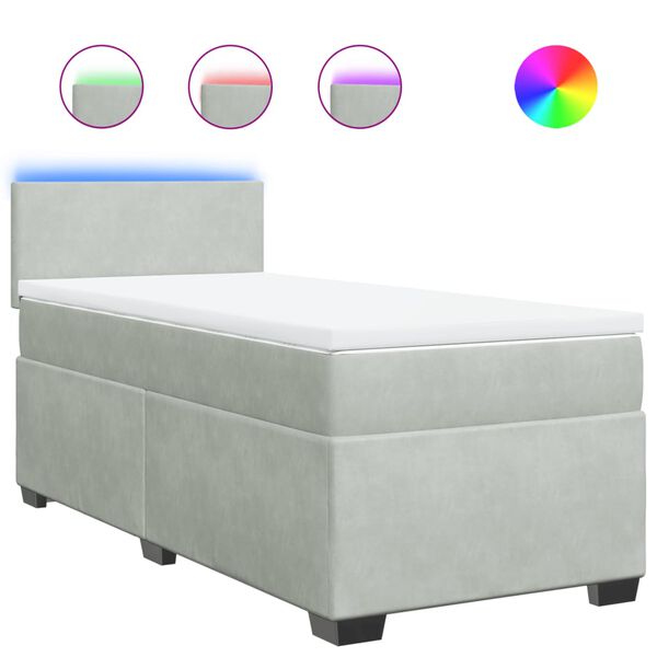 vidaXL Sommier &agrave; lattes de lit et matelas Gris clair 90x190 cm Velours