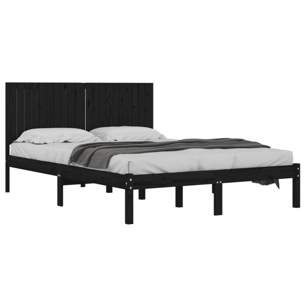 vidaXL Cadre de lit sans matelas noir 200x200 cm bois massif de pin