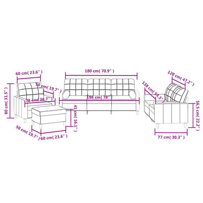 vidaXL Ensemble de canapés 4 pcs avec coussins taupe tissu