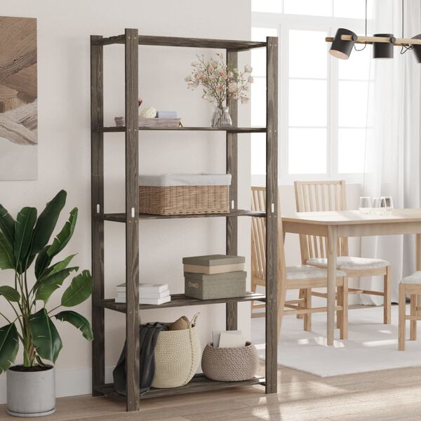 vidaXL Support de rangement à 5 niveaux gris 80x38x170 cm bois de pin