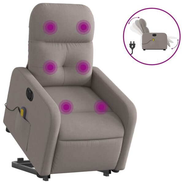 vidaXL Fauteuil inclinable de massage &eacute;lectrique Taupe Tissu