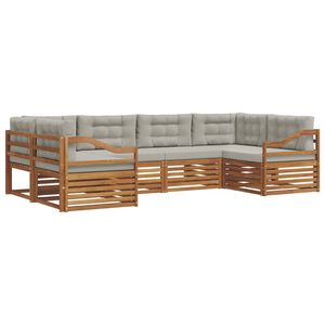vidaXL Ensemble de canap&eacute;s d'ext&eacute;rieur 6 pc Gris Naturel et Clair