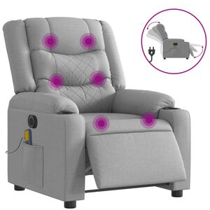 vidaXL Fauteuil de massage inclinable &eacute;lectrique gris clair tissu