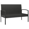 vidaXL Banc de jardin avec coussin noir 105 cm r&eacute;sine tress&eacute;e