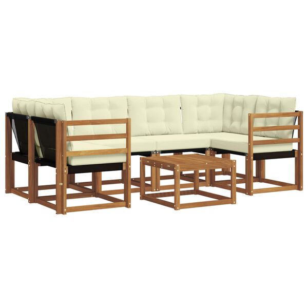 vidaXL Ensemble de canap&eacute;s d'ext&eacute;rieur 7 pcs Naturel et Cr&egrave;me
