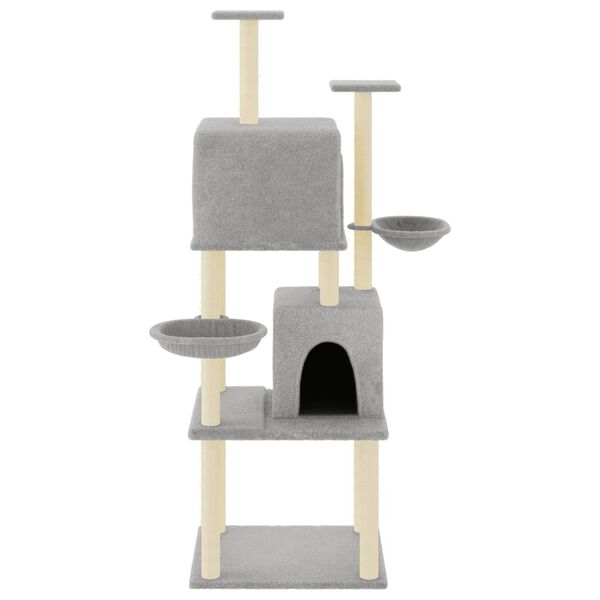 vidaXL Arbre à chat avec griffoirs en sisal Gris clair 180 cm