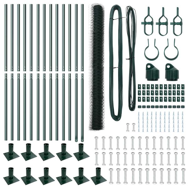 vidaXL Poteau de cl&ocirc;ture. Vert 25 x 1,6 m (maille de 50 mm)