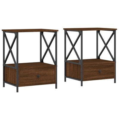 vidaXL Tables de chevet 2 pcs chêne marron 50x41x65 cm bois ingénierie