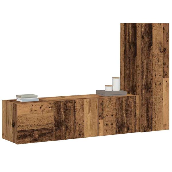 vidaXL Meubles TV muraux 3 pcs vieux bois bois d'ingénierie
