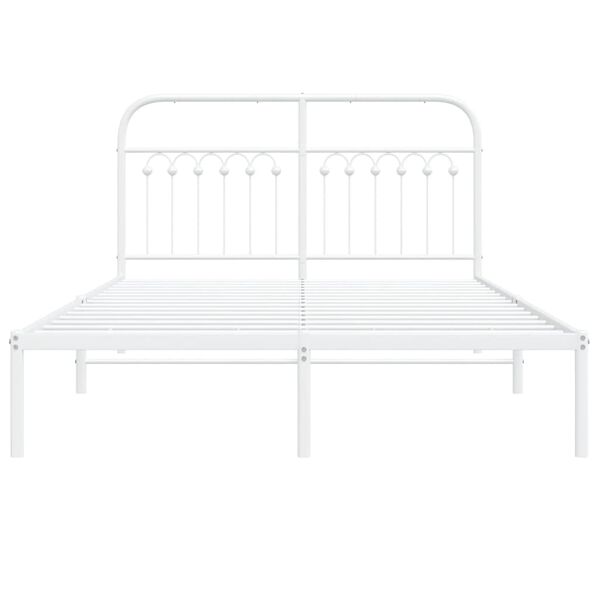 vidaXL Cadre de lit m&eacute;tal sans matelas et t&ecirc;te de lit blanc 140x190 cm