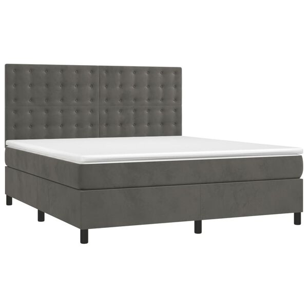 vidaXL Sommier &agrave; lattes de lit matelas et LED Gris fonc&eacute; 180x200 cm