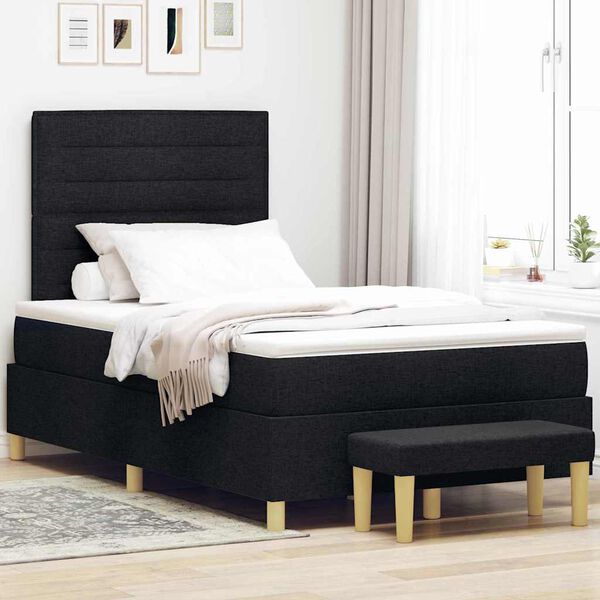 vidaXL Lit &agrave; ressorts avec matelas Noir 120 x 190 cm tissu