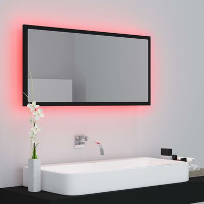 vidaXL Miroir à LED de salle de bain Noir 90x8,5x37 cm Acrylique