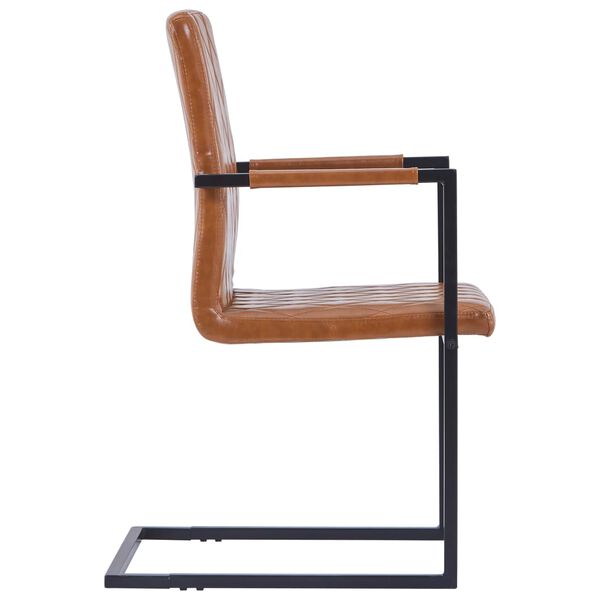 vidaXL Chaises &agrave; manger lot de 2 Cantilever cognac similicuir