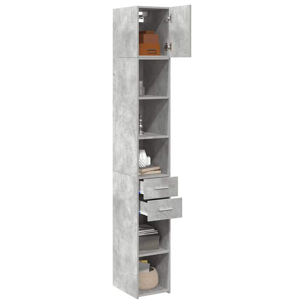 vidaXL Armoire de rangement mince gris béton 30x42,5x225 cm