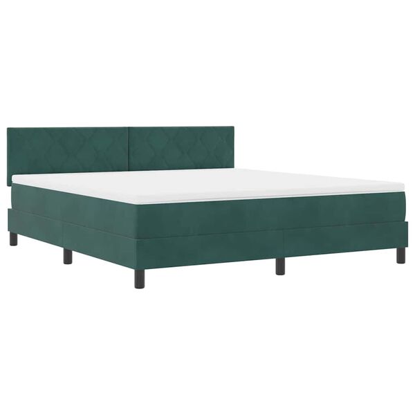vidaXL Lit &agrave; ressorts avec matelas Vert fonc&eacute; 180 x 200 cm Velours
