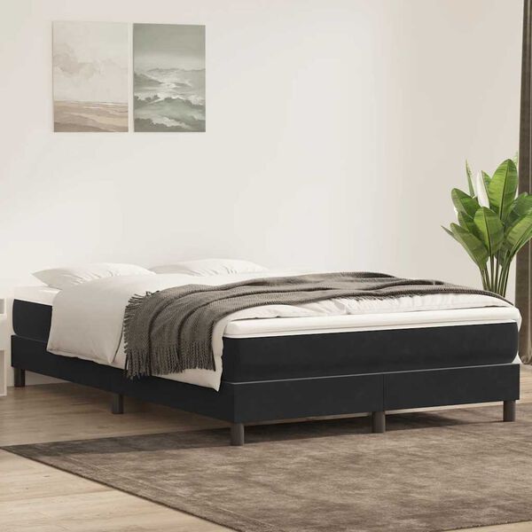 vidaXL Sommier &agrave; lattes de lit avec matelas noir 160x220 cm velours