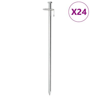 vidaXL Piquets de tente 24 pcs 30 cm 8 mm acier galvanisé