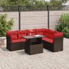 vidaXL Salon de jardin avec coussins 7 pcs marron résine tressée acacia