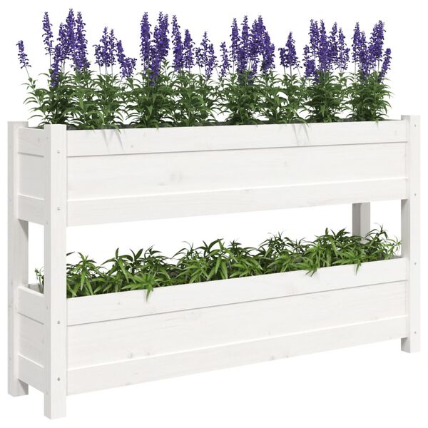 vidaXL Jardini&egrave;re Blanc 112x25x66 cm Bois massif de pin
