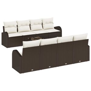 vidaXL Ensemble de canap&eacute; de jardin avec coussin 9 pcs Marron et Cr&egrave;me