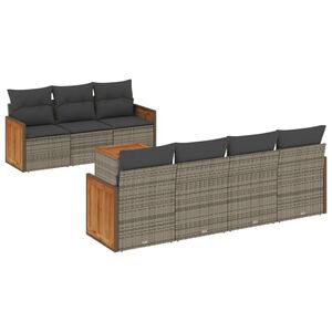 vidaXL Salon de jardin 8 pcs avec coussins gris r&eacute;sine tress&eacute;e