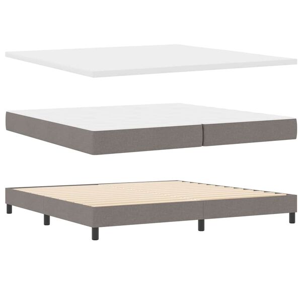 vidaXL Lit &agrave; ressorts avec matelas Taupe 200 x 200 cm tissu