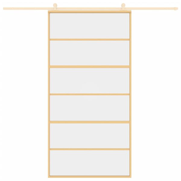 vidaXL Porte coulissante dor&eacute; 102,5x205cm verre ESG clair et aluminium