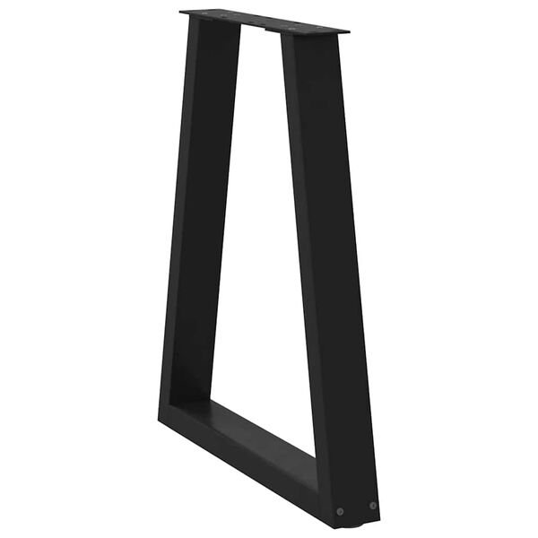 vidaXL Pieds de table &agrave; manger en V 2 pi&egrave;ces Noir 50x(72-73,3) cm Acier