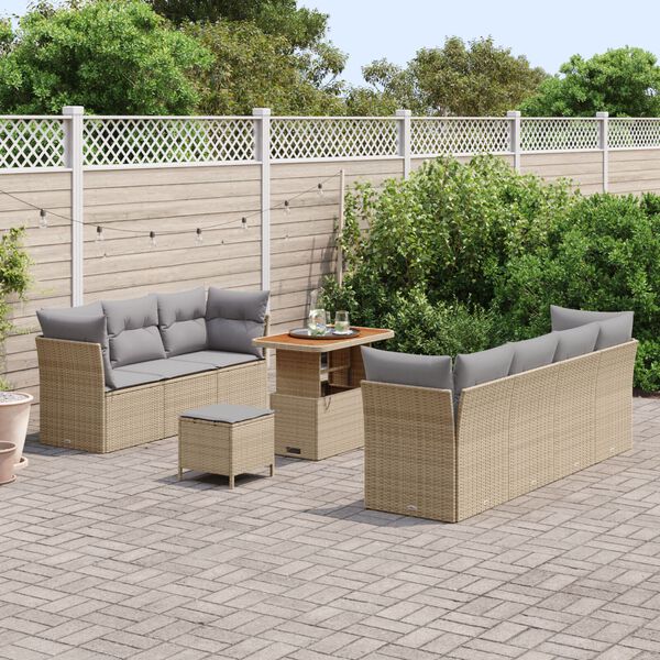 vidaXL Ensemble de canap&eacute; de jardin 10 pcs beige et gris clair