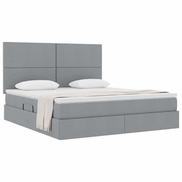 vidaXL Lit avec rangement et matelas Gris clair 160 x 200 cm Polyester