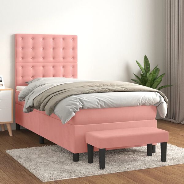 vidaXL Sommier &agrave; lattes de lit et matelas Rose 80x200 cm Velours