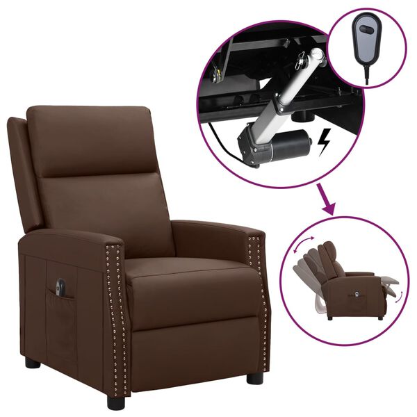 vidaXL Fauteuil inclinable &eacute;lectrique Marron Similicuir