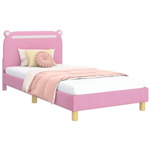 vidaXL Cadre de lit pour enfants avec t&ecirc;te de lit Rose 90 x 190 cm