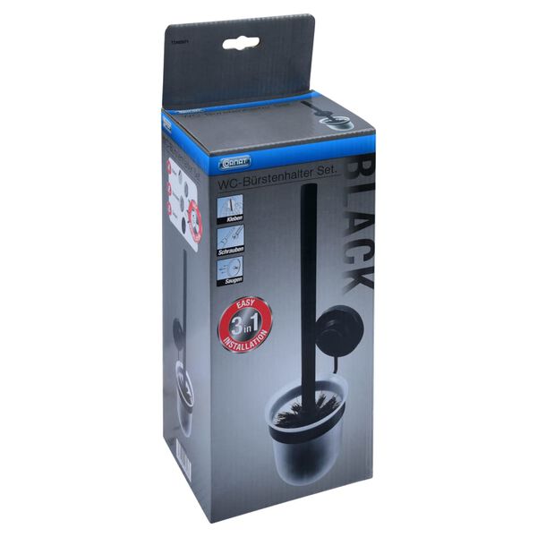CORNAT Ensemble de brosse et porte-brosse de toilette 3in1 noir