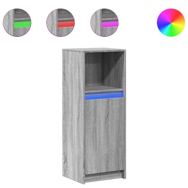 vidaXL Buffet avec LED sonoma gris 38x34x100 cm bois d'ing&eacute;nierie