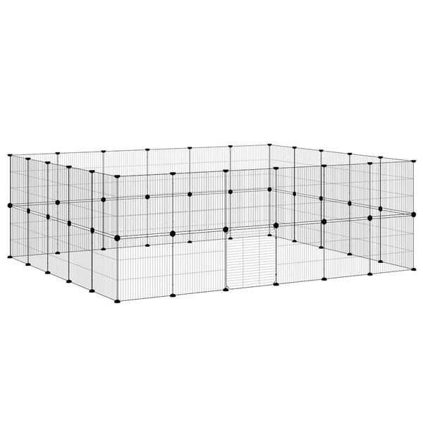 vidaXL Cage animaux de compagnie &agrave; 44 panneaux et porte Noir 35x35 cm
