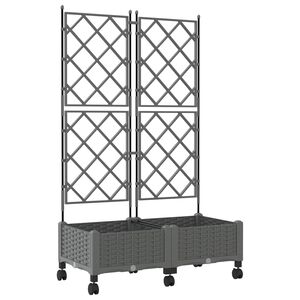 vidaXL Bac de jardin avec treillis et roues 2 pc Gris clair PP