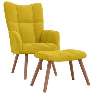 vidaXL Chaise de relaxation avec repose-pied Jaune moutarde Velours