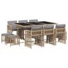 vidaXL Ensemble &agrave; manger de jardin et coussins 11 pcs m&eacute;lange beige